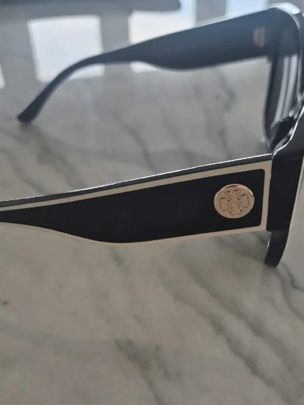 Tory Burch Black Cateye Sunglasses with White Trim